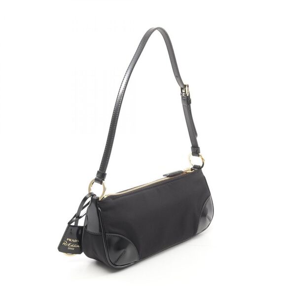 Prada Nylon Leather Shoulder Bag Black - Picture 4 of 4